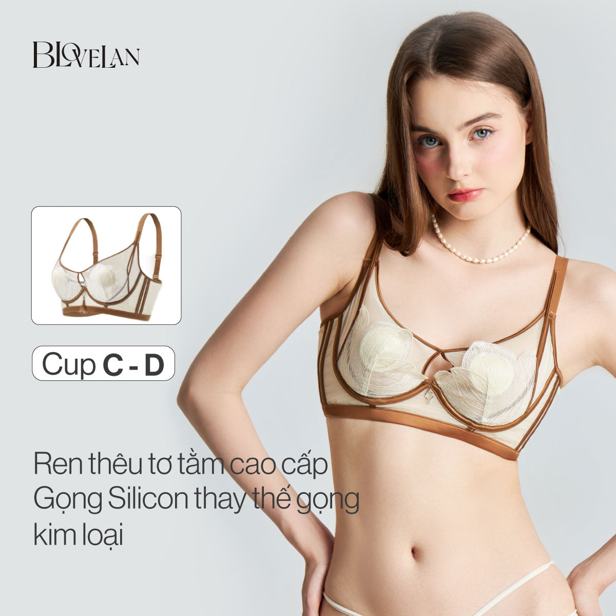Áo lót ren tơ tằm Iris gọng mềm