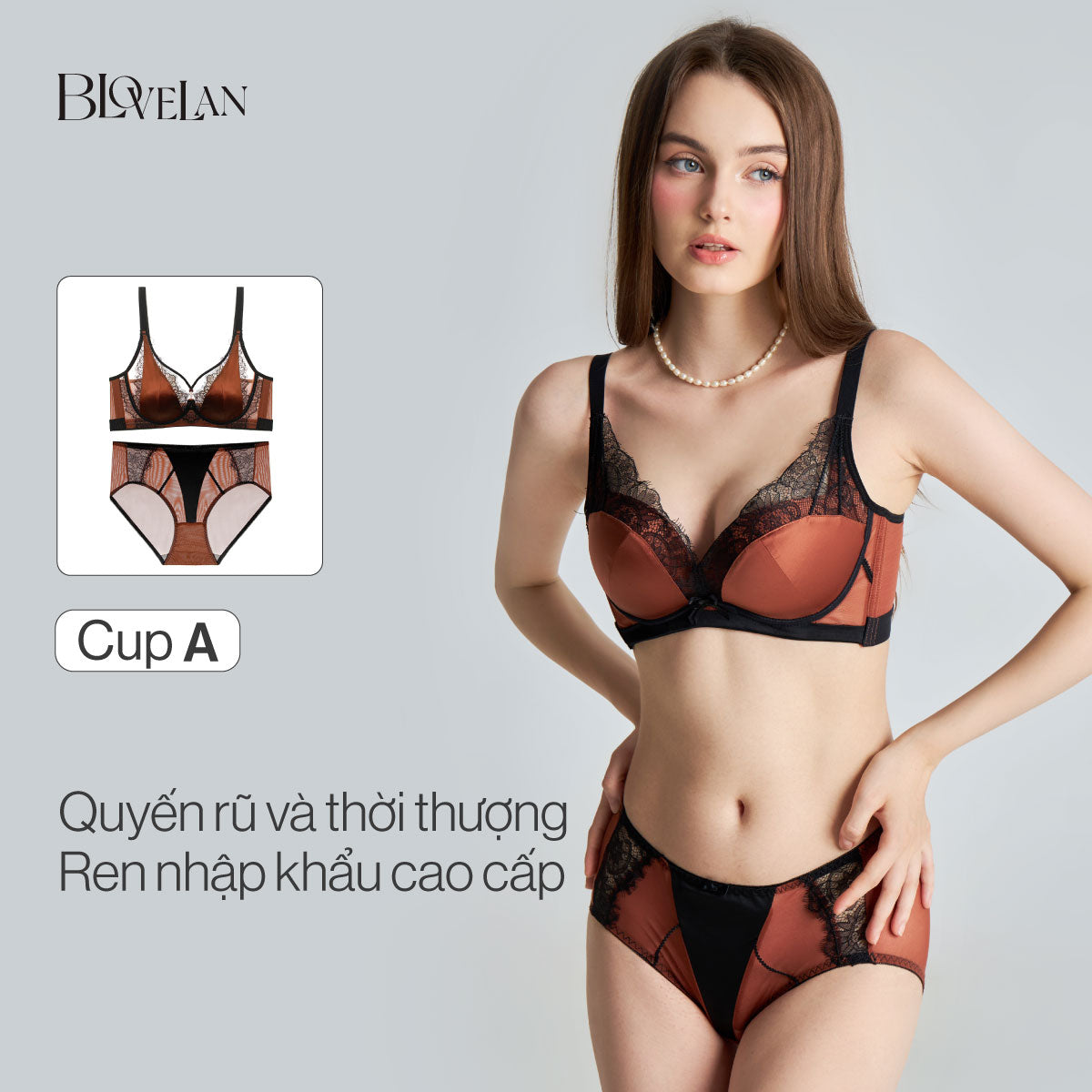 Bộ áo ngực ren Passion Blovelan có gọng mềm cúp vừa nâng ngực tạo khe quyến rũ