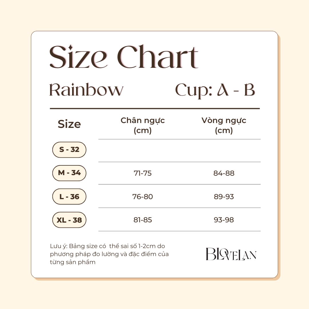Áo lót nâng không gọng Rainbow thiết kế ren nữ tính