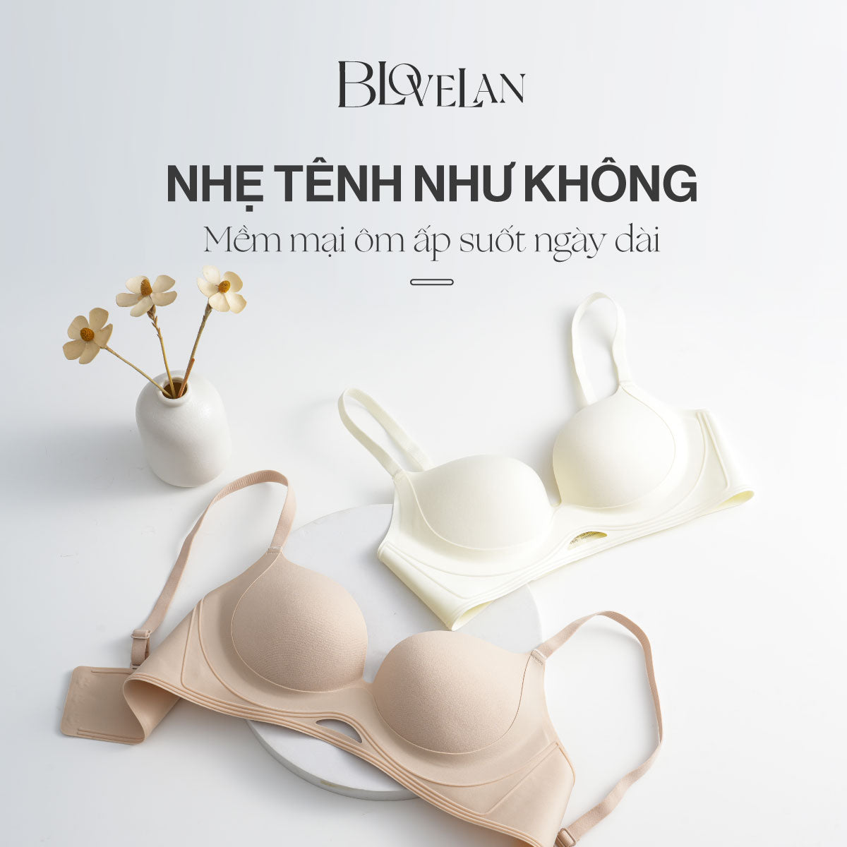 Áo ngực su Hani Blovelan có đệm mút dày 2cm giúp nâng ngực và gom ngực tạo khe - Màu trắng, da, đen