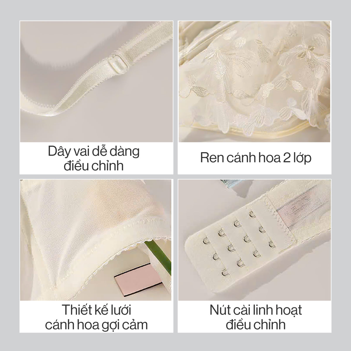 Áo ngực ren Ella Blovelan có gọng silicon mềm 3 lớp chống chảy xệ