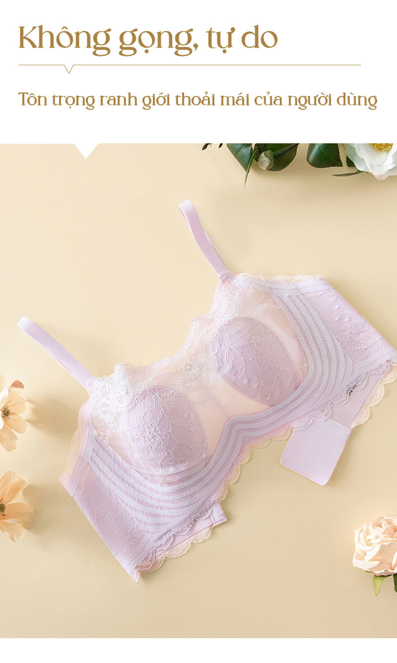 Áo lót ren Tulip cúp tai thỏ không gọng thoáng khí