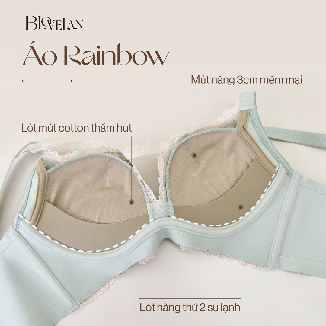 Áo lót nâng không gọng Rainbow thiết kế ren nữ tính
