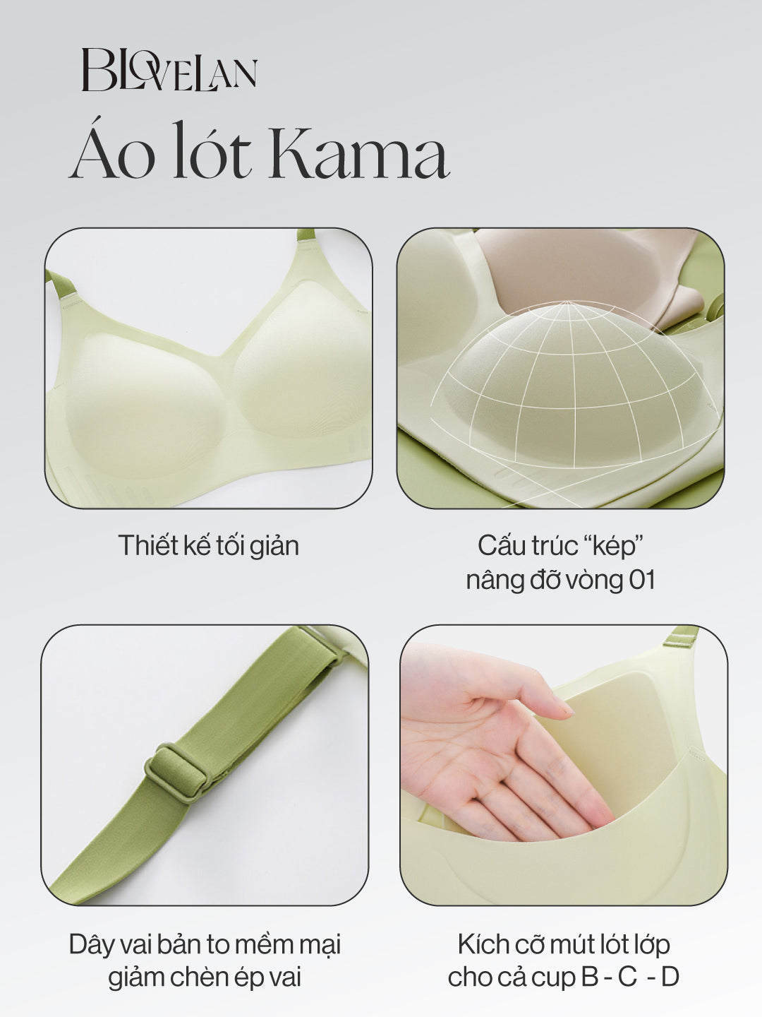 Áo lót su Kama mút lớn diện tích lớn